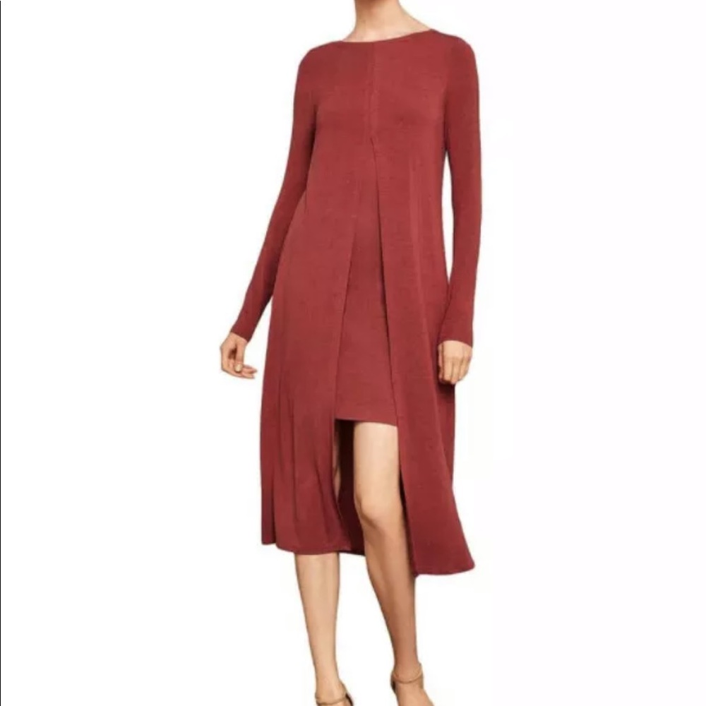 BCBG Maxazria Ayana Front Slit Midi Layered dress Size XXS Brand New with Tags